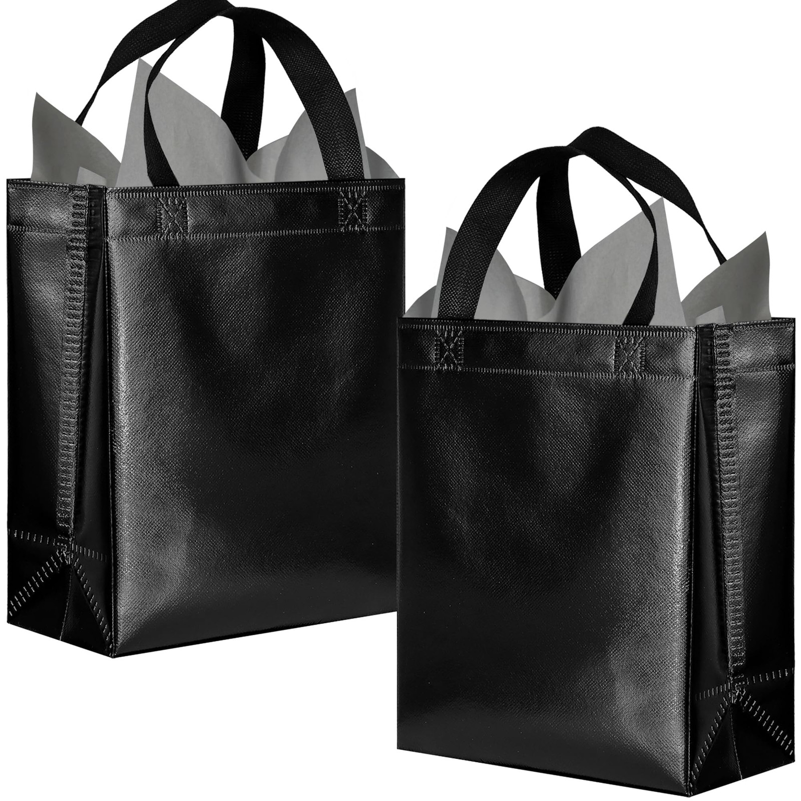 18Pcs Black Reusable Gift Bags with Tissues, Gift Bags Medium size - Perfect ...