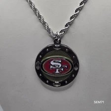 SAN FRANCISCO 49ERS Pendant Charm / 24" STAINLESS STEEL ROPE CHAIN NECKLACE -