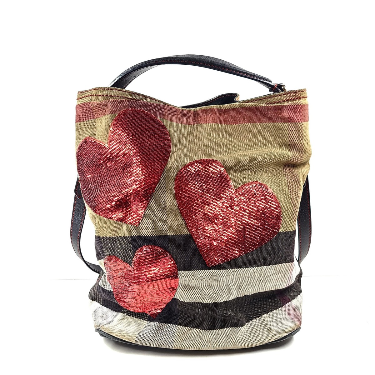Burberry Women's Ashby Bucket Bag Check w/ Ltd Edition Sequin