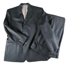 Hart Schaffner Marx Suit Mens 46R Gray Plaid 2 Piece 38x28 Studio Collection