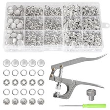 K Kwokker Pearl Snaps for Fabric w/Snap Pliers, 140 Set, 12mm Metal Snap Butt...