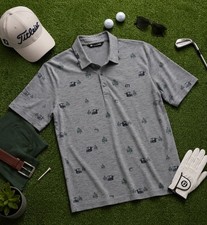 Travis Mathews Outfresh Gray 1/4 button Golf Polo. Cot Poly. Mens Size XL