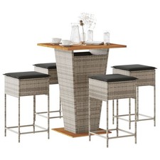 Gartenbar Set Bartisch Barhocker Gartenmöbel mit Kissen Poly Rattan vidaXL