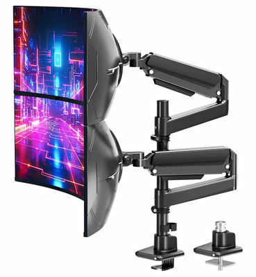 MOUNT PRO Dual Monitor Desk Mount Stacked 49in VESA 75x75 100x100 Black