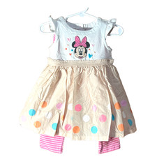 Disney Baby Minnie Mouse Girls Two Sets Dress Leggings Size 12-18M New