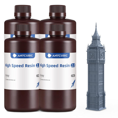 High Speed 3D Printer Resin 2.0 - Fast, Low Odor, 4Kg for Large Models