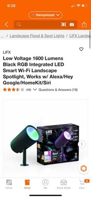 LIFXLow Voltage 1600 Lumens Black RGB Integrated LED Smart Wi-Fi Landscape