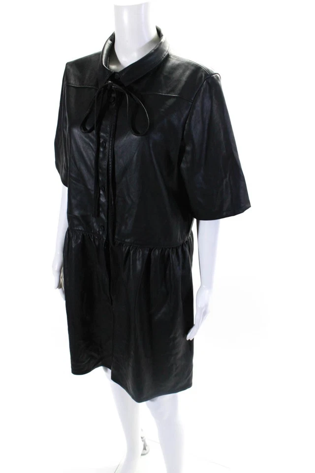 Romper feminino Rebecca Taylor couro sintético preto tamanho 2 13941268 - Imagem 2 de 4