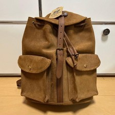 RRL Ralph Lauren Riley Brown Roughout Leather Backpack Copper Rivets JAPAN