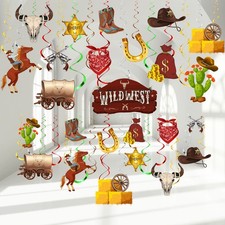 Funrous 55 Pcs West Cowboy Themed Party Decoration Wild Western Brown, Gray