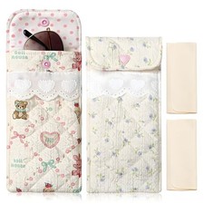 2PCS Sunglasses Pouch with Cleaning Cloth Soft Cotton Lining Glasses Purple