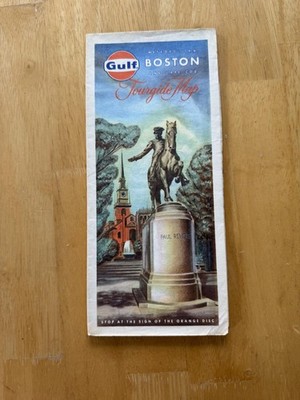 Vintage 1953 Gulf Boston Massachusetts Cape Cod Tourgide Road Map Folded USA