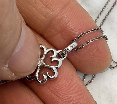 Vintage 925 Sterling Silver CZ Skeleton Key Pendant Necklace | eBay