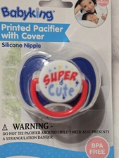 New Baby King Printed Pacifier W/ Cover Silicone Nipple SUPER CUTE