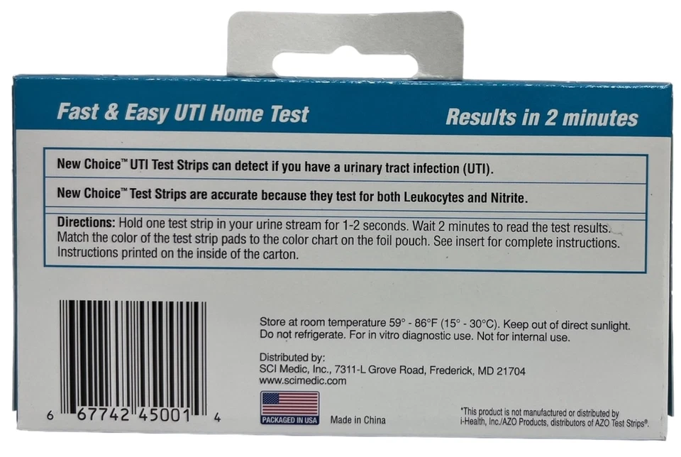 Tira reactiva para infecciones del tracto urinario New Choice, 1 prueba Foto 2 de 2