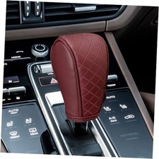 Leather Car Gear Shift Knob Cover, Gear Shifter Cover, Upgraded Anti Wine Red