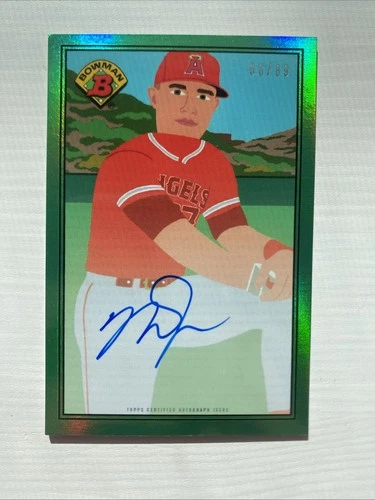 2021 Bowman X Keith Shore Green Mike Trout Auto /89 Angels ON CARD AUTO