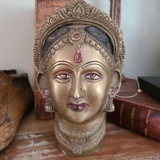Vintage Brass Bronze Statue Gauri Head Goddess South Indian Beautiful Patina