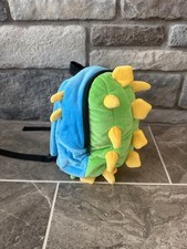 Preschool Backpack with Dinosaur Spikes Toddler Size, Blue, Yellow Green