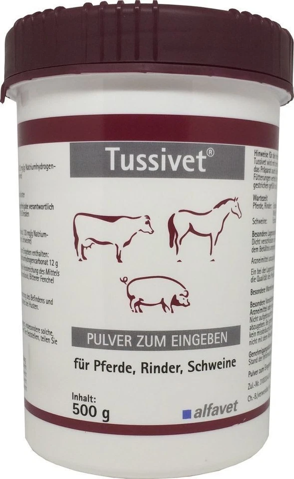 Tussivet Hustenpulver 2 x 500g für Pferde Rinder und Schweine Atemwegserkrankung