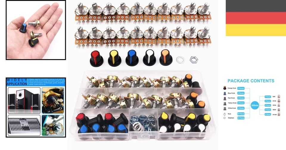 Potentiometer, Linear, B5K, B10K, B20K, B50K, B100K, 3Pin, Dreh, Schieberegler - Bild 2 von 4