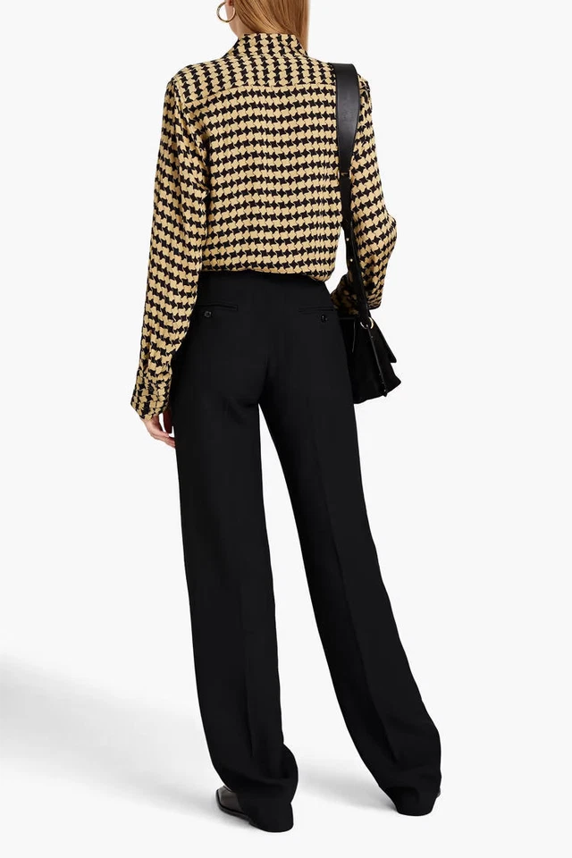 Victoria Beckham 289234 Women houndstooth-print pointed-collar shirt size US 0 - Image 3 of 3