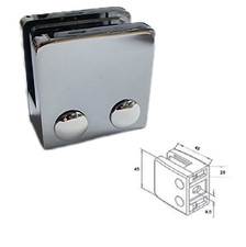 Staircase Glass Clamp Brackets Square Chrome for 8mm or 10mm Glass Panels