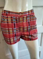 Rare VTG 60's/70's White Stag Bright Red Plaid Front Button Shorts Women's Small