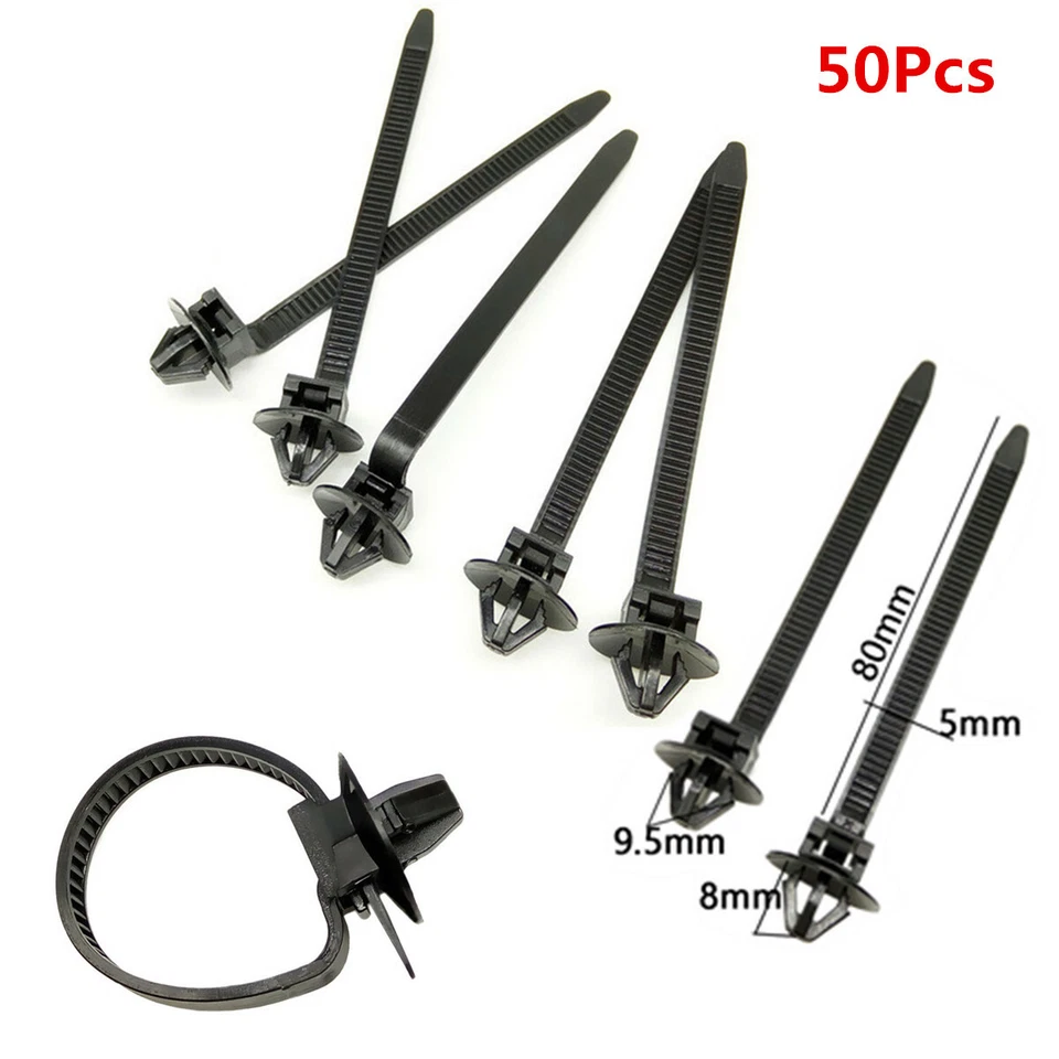 Correa de cable de amarre de nailon para automóvil 50 un. Clips de retención de alambre de montaje a empuje Abrazadera de sujeción Foto 2 de 4