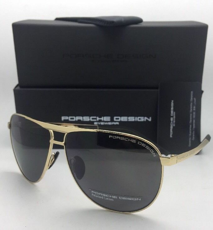 PORSCHE DESIGN Sunglasses P'8642 B Gold Aviator Frames w/ Grey