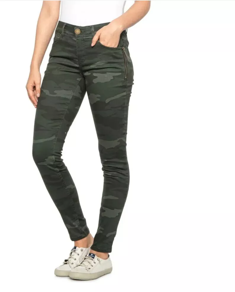 Democracy Women 16 ABTech Freedom Ankle Green Camo Jeggings Jeans Zip  Pockets