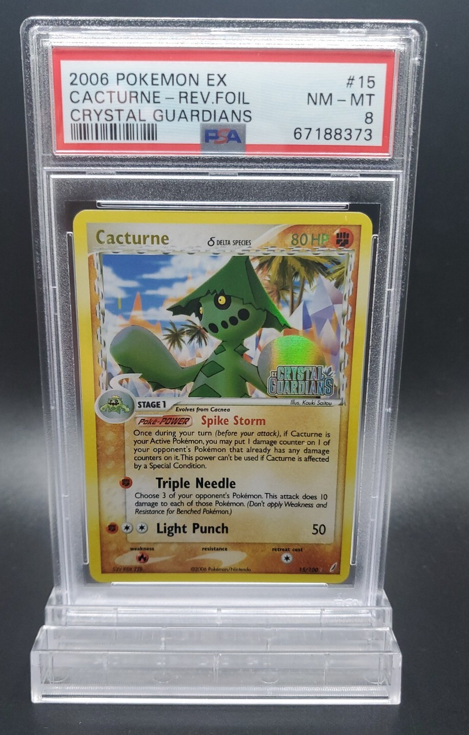 2006 Pokemon EX Crystal Guardians #15 Cacturne - Reverse Rare Foil PSA 8 NM-MT