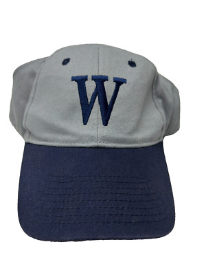 W Initial Sports Team Hat Cap Strapback Gray Blue #19D | eBay