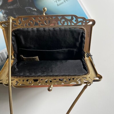 Whiting&Davis ホワイティング&デイビススカーフ ゴールド 70年代 Vintage Whiting and Davis Co. Black Bead and Gold Metal Mesh