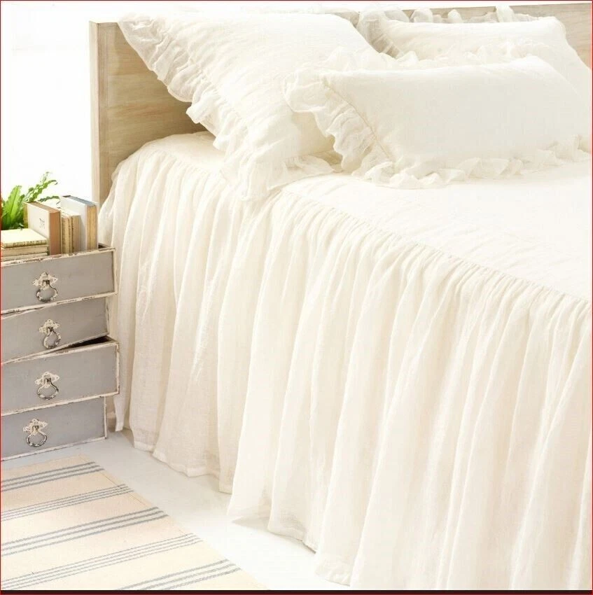 Colcha 2 piezas Pine Cone Hill DOBLE y Euro Sham Savannah Lino Gasa Marfil Nueva Foto 3 de 4