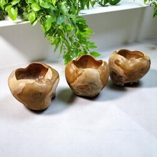 Vaso Di Fiori In Legno Massello Di Radice Di Teak 30Cm Per Orchidee