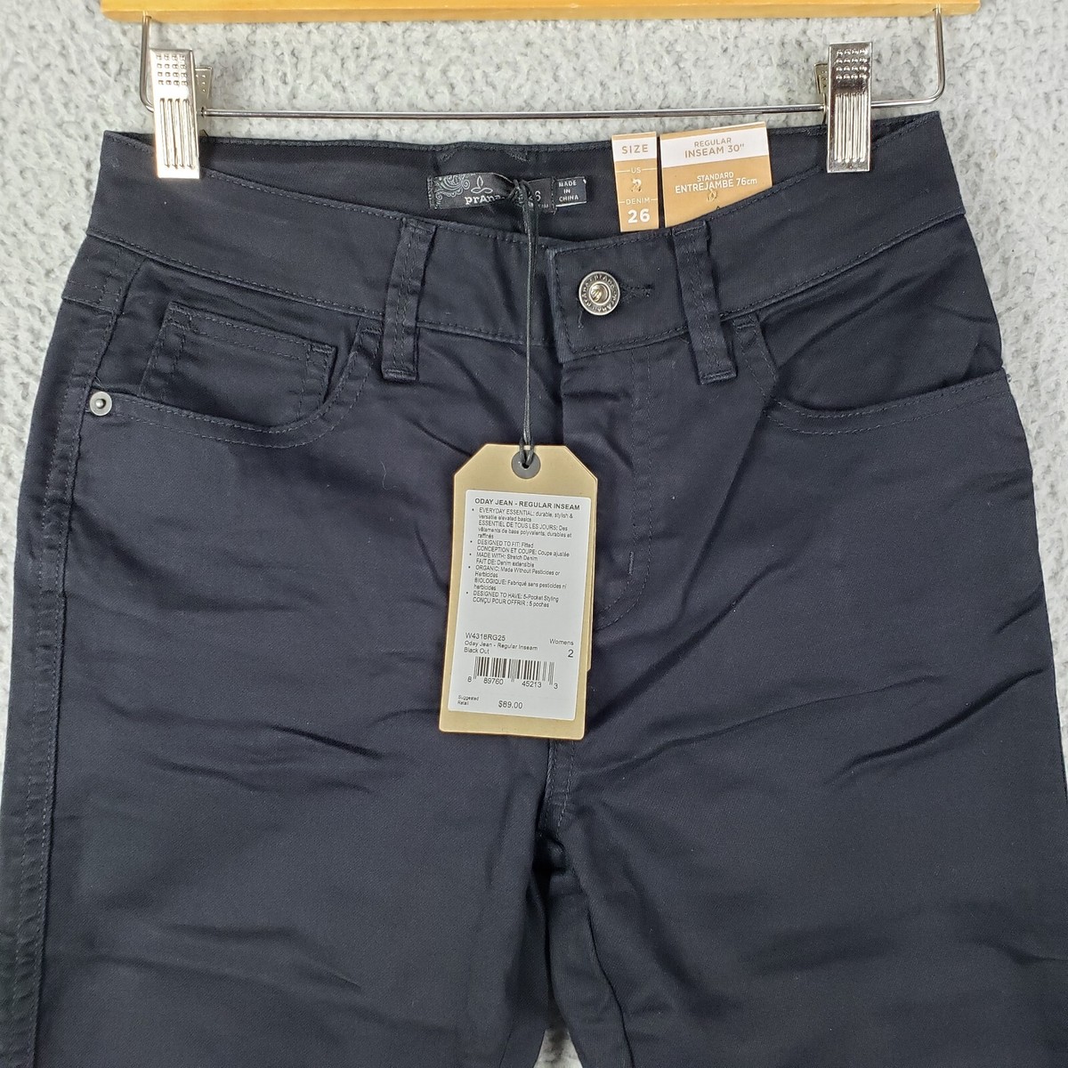 Tino様 PrAna Black Out Oday Jeans Stretch Pants Regular Inseam Size 2/26