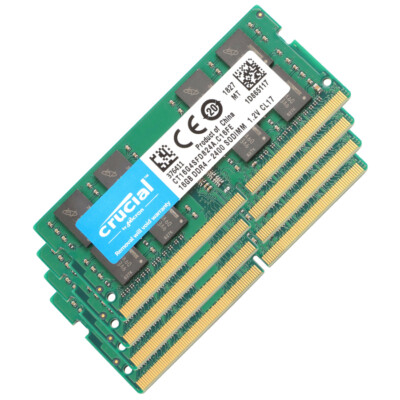 Lot of 4 Crucial 64GB(4x16GB) 2400MHz DDR4 SODIMM PC4-19200 2Rx8