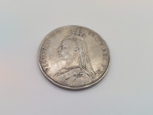 1890 Great Britain Silver Crown Coin Queen Victoria G5659 - 第 1/3 張圖片