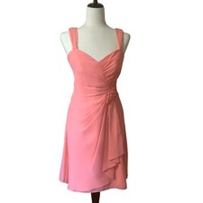David's Bridal Dress Women Size 4 Wedding Formal Floral Accent Front Cascade