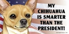 MY CHIHUAHUA IS SMARTER THAN THE PRESIDENT USA FLAG Car Fridge Dog Magnet 4x8