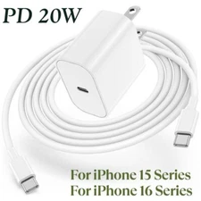 For iPhone 15/16/17 Air/Pro Max/Plus 20W USB-C Fast Charger Type C Charging Cord