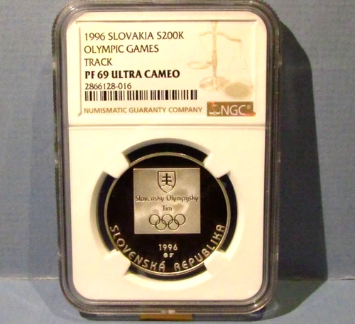 1996 Slovakia NGC 200 Korun Silver PROOF Coin Olympic Team Czechoslovakia Slovak