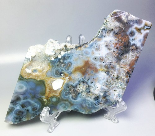 Natural Ocean Jasper Agate Eye Quartz Crystal Slice Stone Reiki Stand / Specimen - Picture 5 of 5