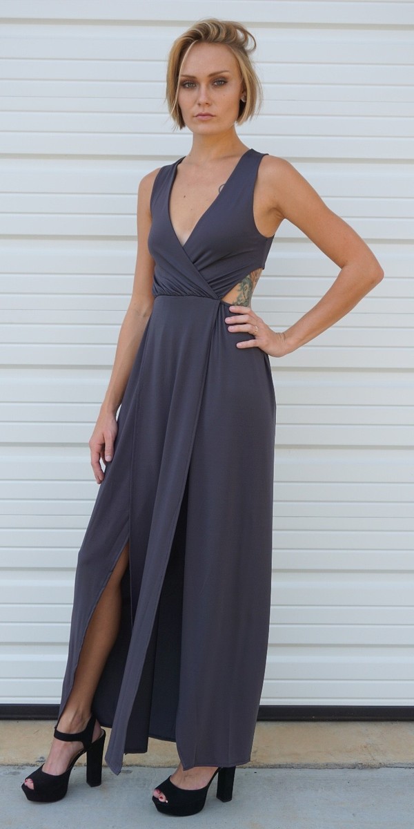 Cut Out Maxi Dress | Double Slit