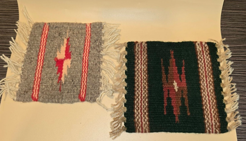 Set 2 Untersetzer Südwest Indianer Dekor Handarbeit Gewebt Tisch Kunst 6"X5"