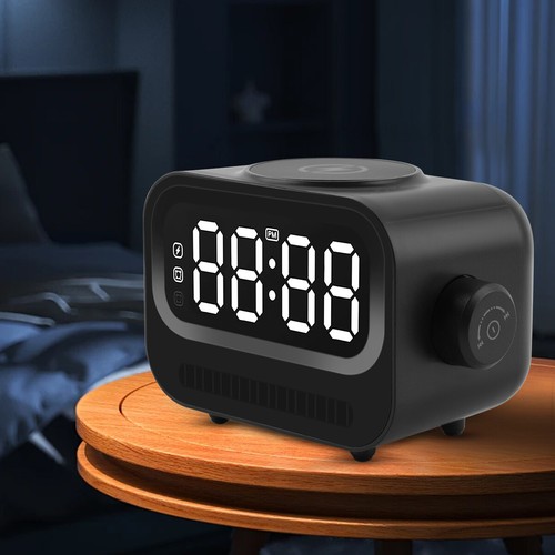 Alarm Clock Radio Wireless Charging & USB Port Bluetooth Speaker LED Display NEW - 第 8/11 張圖片