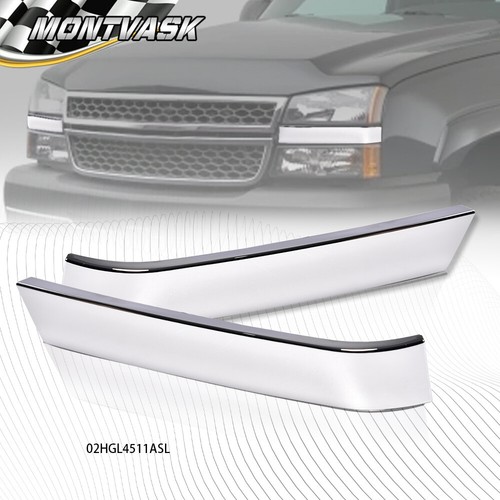 2-Piece Grille Molding Panel Set For 2003-2007 Chevrolet Silverado - Black Trim
