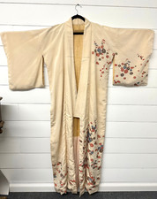 Antique Hand Sewn Japanese Silk Kimono Robe Embroidered Vintage Asian Textile