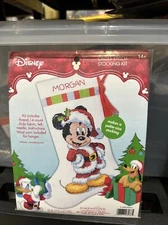 Disney Mickey Mouse Christmas Stocking Cross Stitch Kit 10" Long Finished NEW